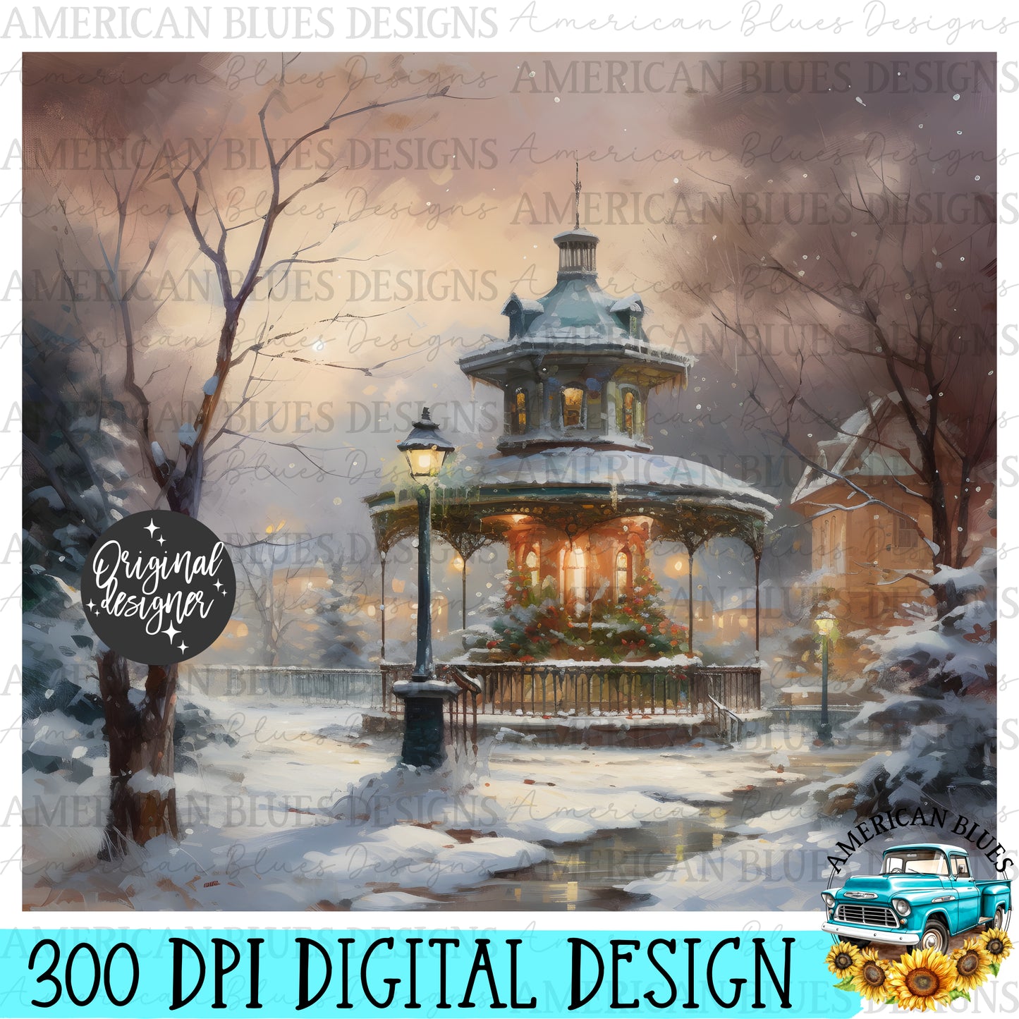 Vintage Christmas 20 oz tumbler wrap digital design | American Blues Designs