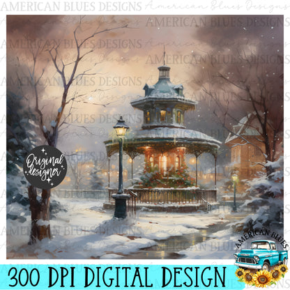 Vintage Christmas 20 oz tumbler wrap digital design | American Blues Designs