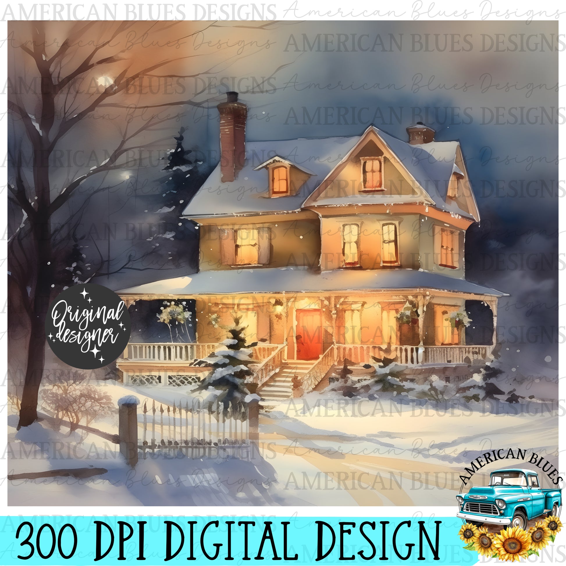 Vintage Christmas 20 oz tumbler wrap digital design | American Blues Designs