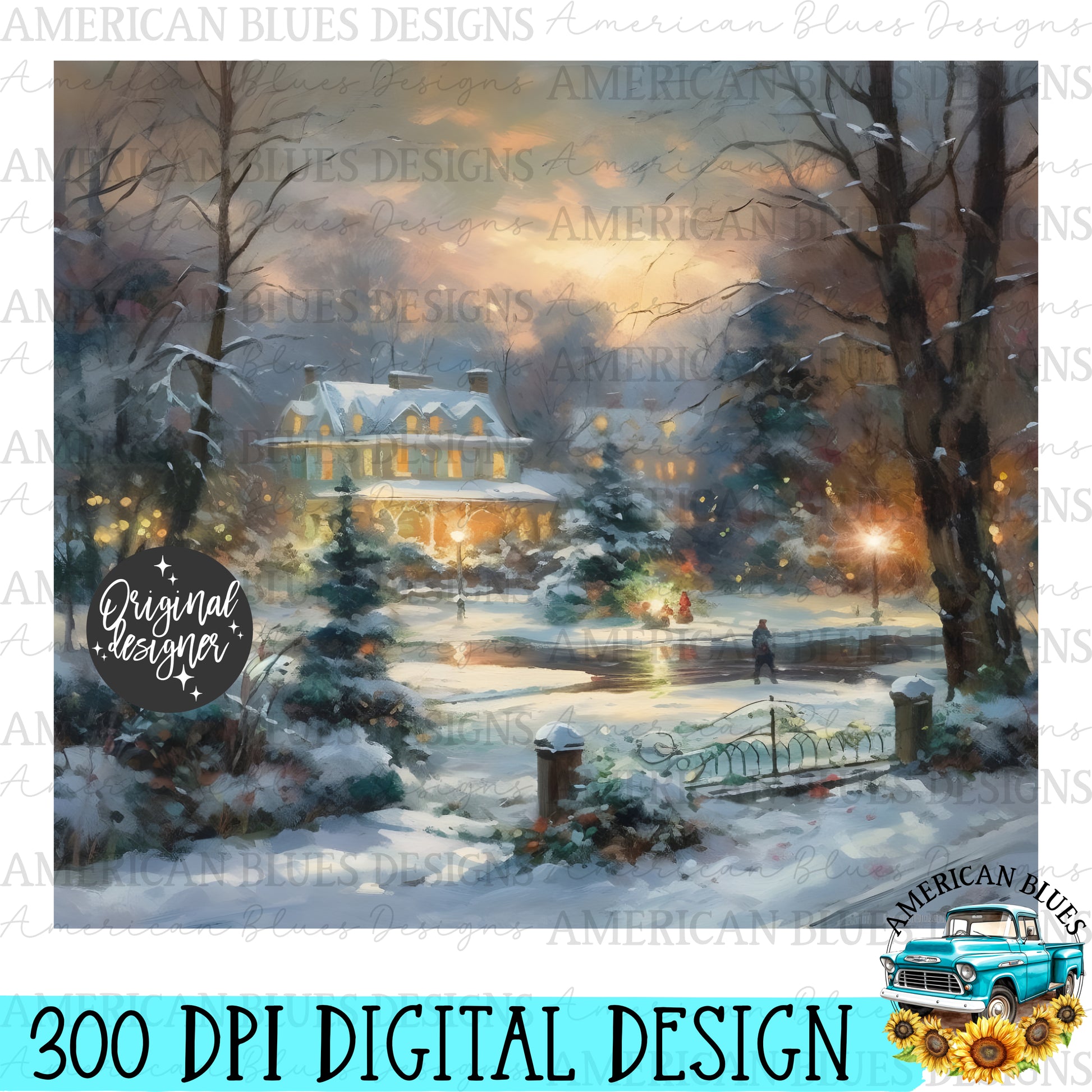 Vintage Christmas 20 oz tumbler wrap digital design | American Blues Designs