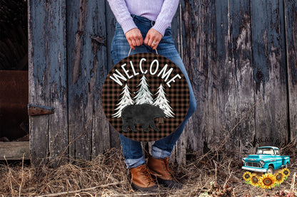 Welcome bear door hanger digital design | American Blues Designs