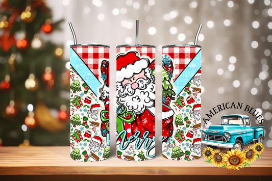 Merry Santa 20 ounce tumbler wrap | American Blues Designs