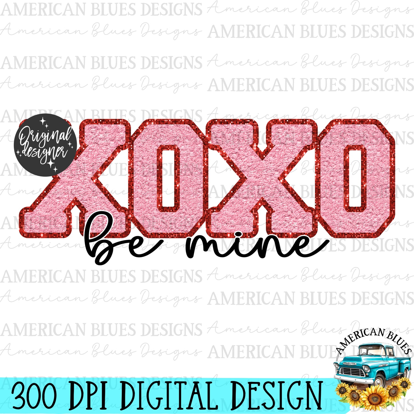 XOXO be mine digital design | American Blues Designs