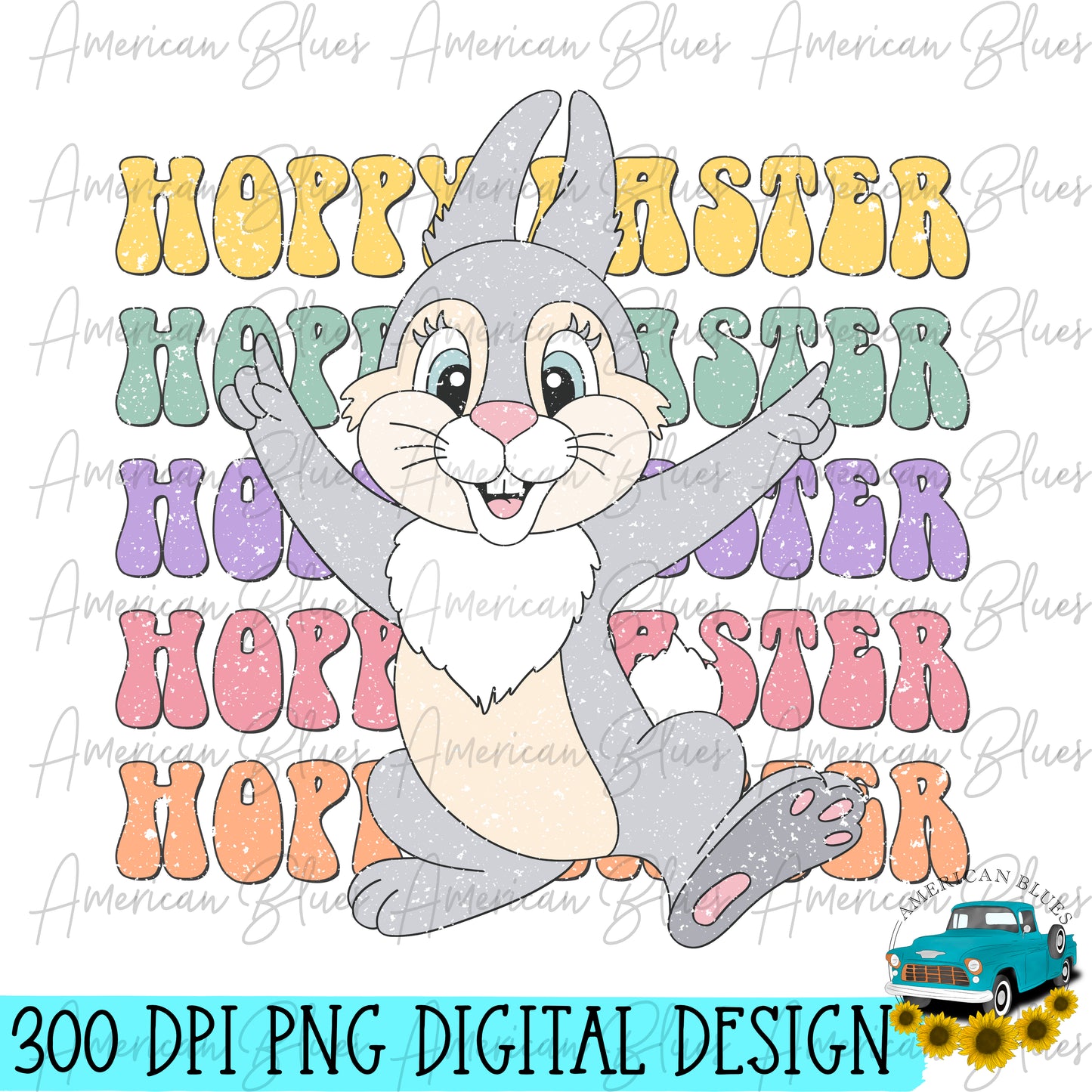 Hoppy Easter bunny- regular & distressed version included