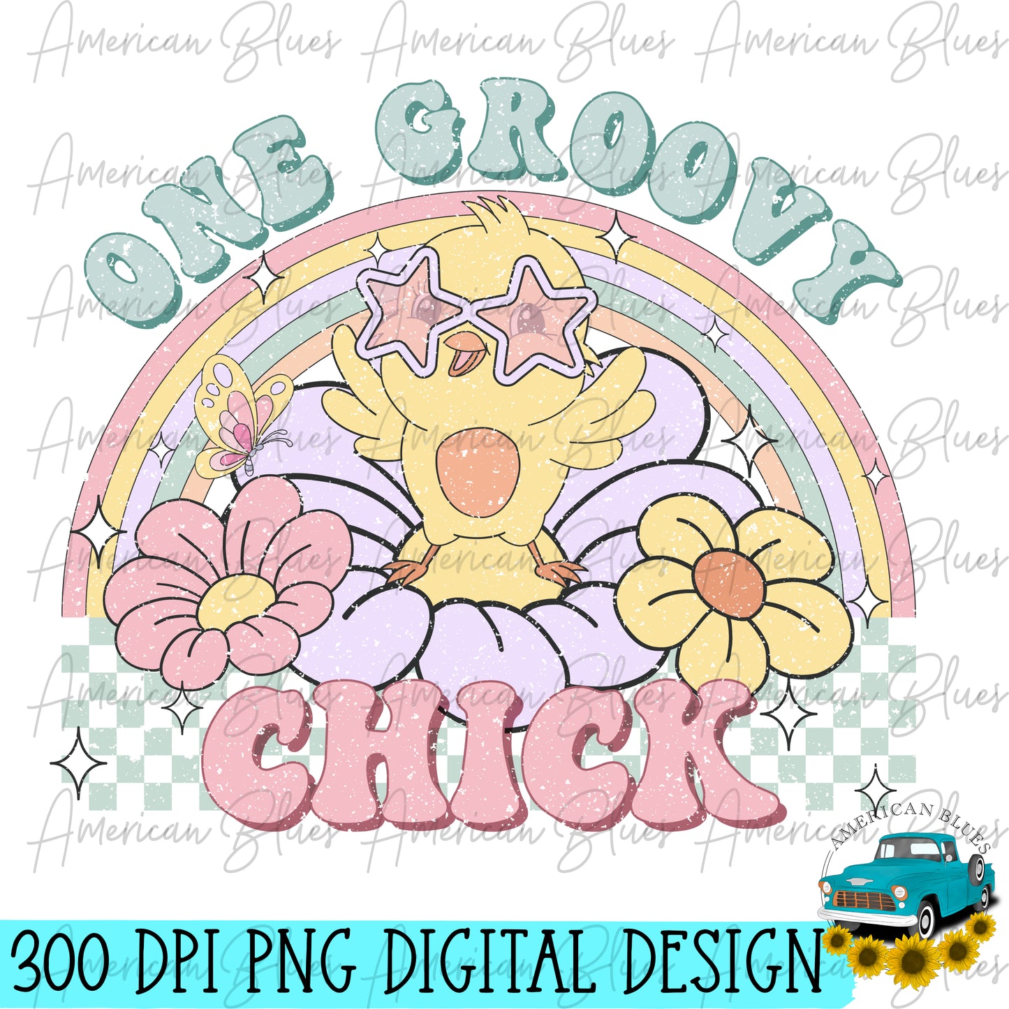 One Groovy Chick retro Easter- regular & distressed version included