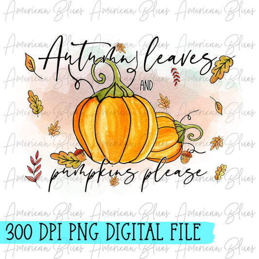Autumn leaves & pumpkins please-watercolor