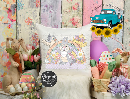 Easter retro bunny rainbow- regular and distressed version included