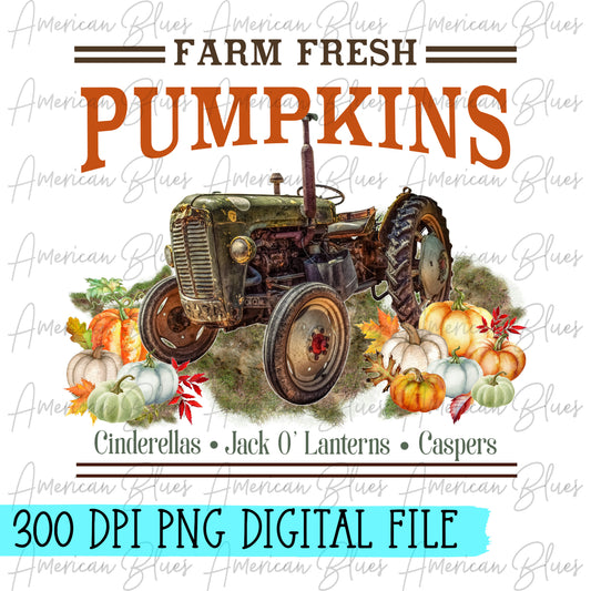 Farm Fresh Pumpkins-old tractor