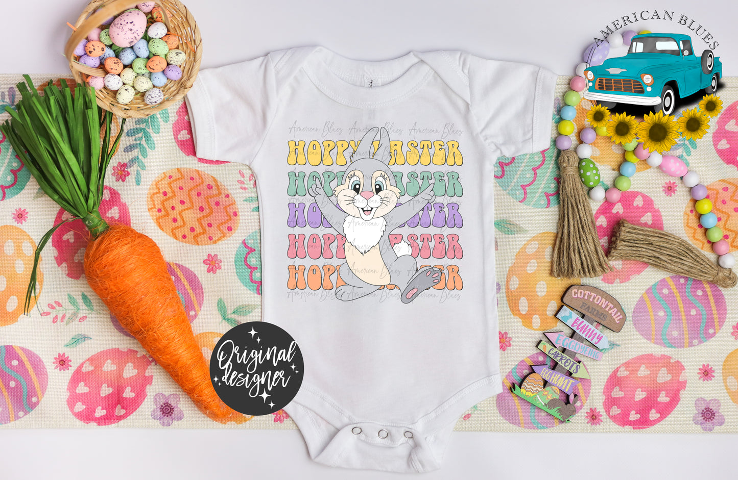 Hoppy Easter bunny- regular & distressed version included