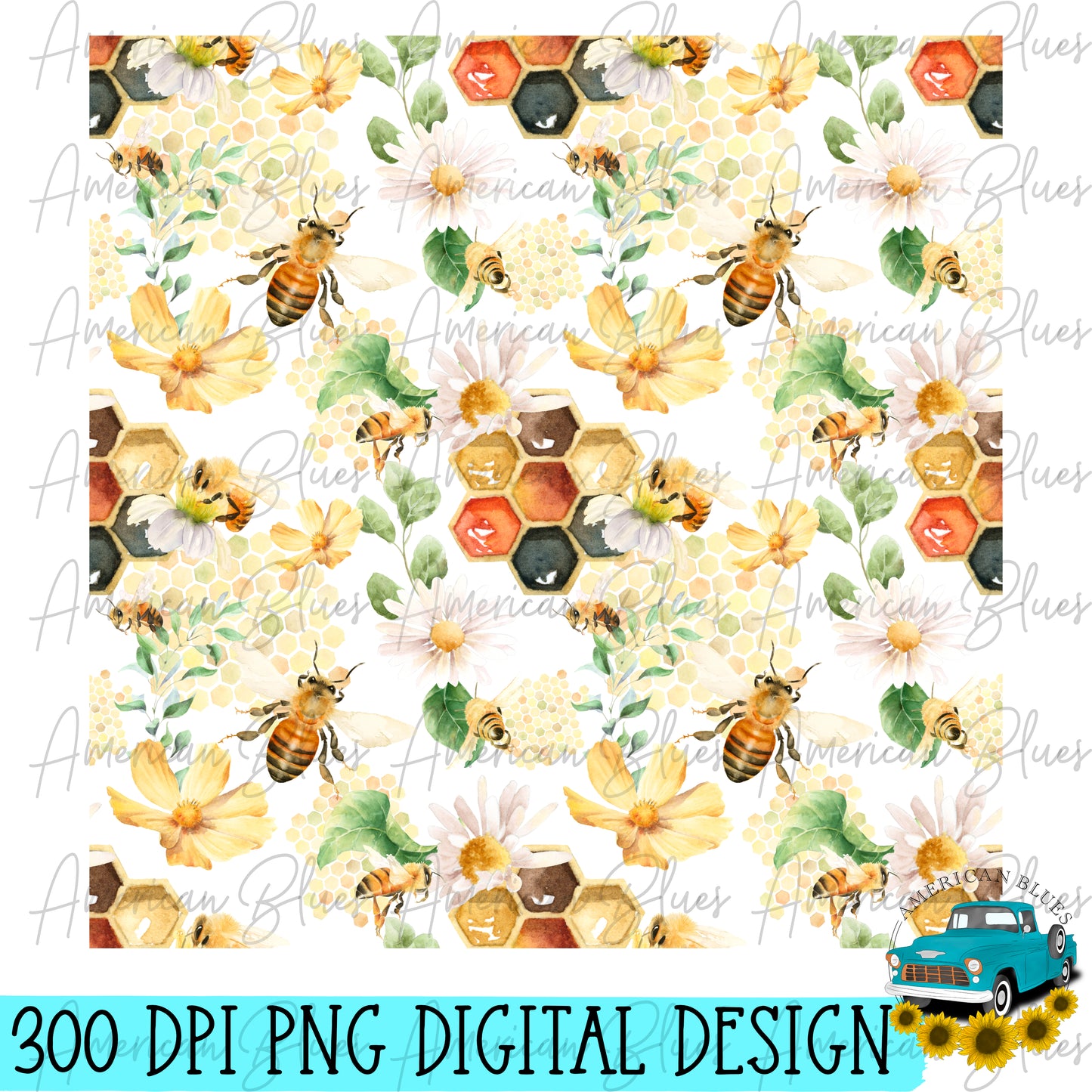 Honey Bee Seamless Pattern