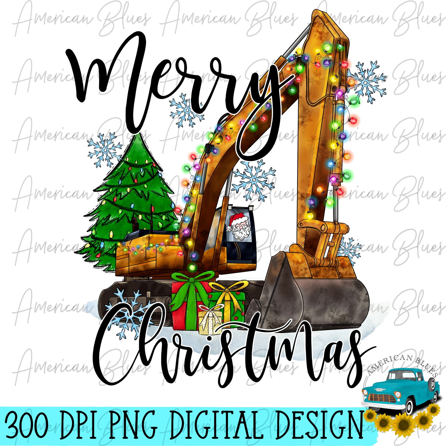 Merry Christmas- decorative excavator