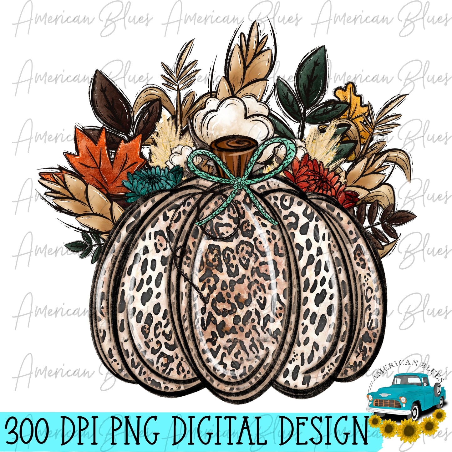 Fall floral leopard pumpkin