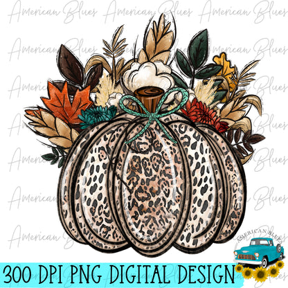 Fall floral leopard pumpkin