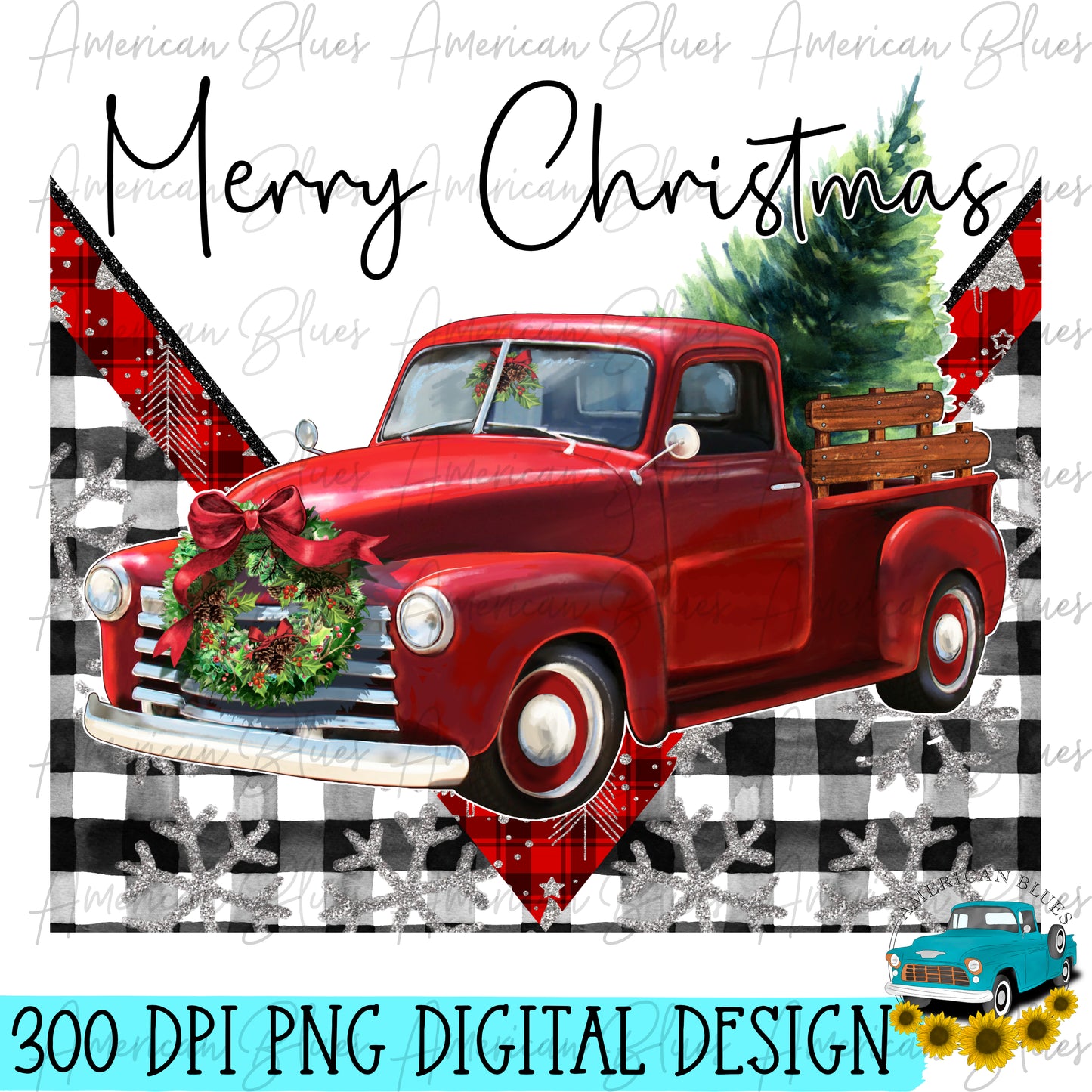 Merry Christmas old red truck TUMBLER WRAP