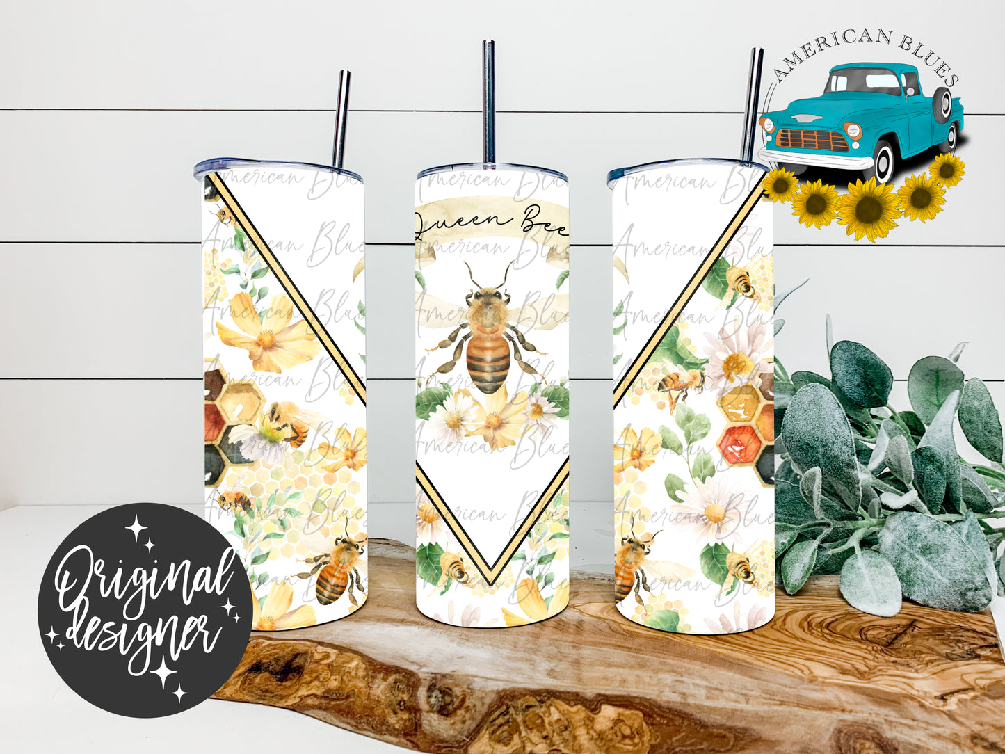 Queen Bee- 20 oz skinny straight tumbler wrap