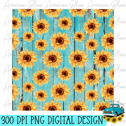 Sunflowers & Barn wood seamless pattern