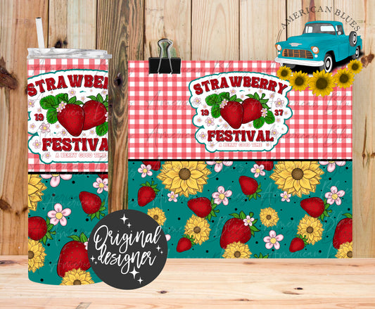 Strawberry Festival- 20 oz skinny straight tumbler wrap