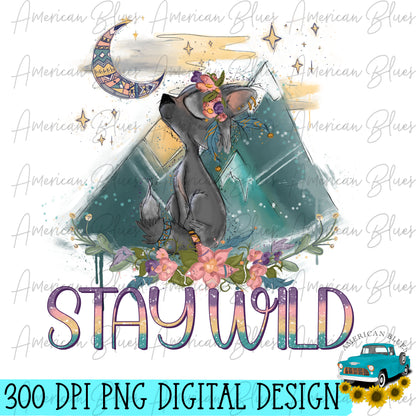 Stay Wild- Boho Wolf