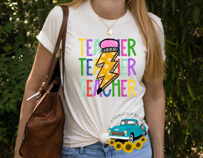 TEACHER- pencil lightning bolt